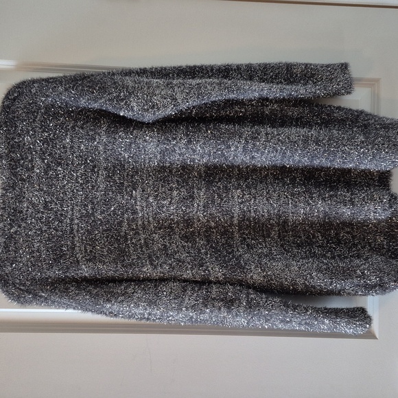 By Anthropologie Eyelash Knit Mini Jumper Sweater Dress Grey metallic Small NWT - Picture 10 of 10